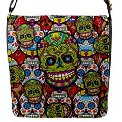 Sugar Skulls Flap Closure Messenger Bag (s) by ExtraGoodSauce