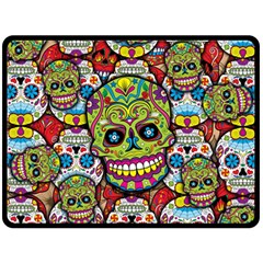 Sugar Skulls Double Sided Fleece Blanket (large)  by ExtraGoodSauce