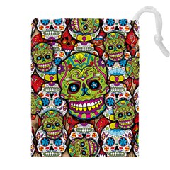 Sugar Skulls Drawstring Pouch (5xl) by ExtraGoodSauce