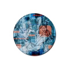 Retro Girls Rubber Round Coaster (4 pack) 