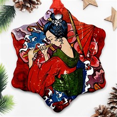 Geisha Geisha Snowflake Ornament (two Sides) by ExtraGoodSauce