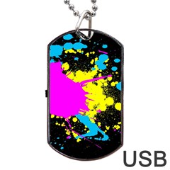 Splatter Splatter Dog Tag Usb Flash (two Sides) by ExtraGoodSauce