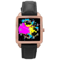 Splatter Splatter Rose Gold Leather Watch  by ExtraGoodSauce