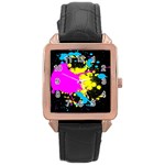 Splatter Splatter Rose Gold Leather Watch  Front