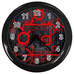 Tech - Red Wall Clock (black) by ExtraGoodSauce