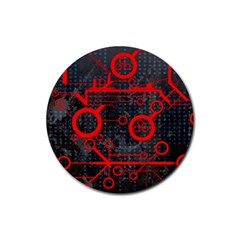 Tech - Red Rubber Coaster (round)  by ExtraGoodSauce