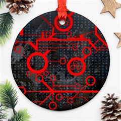 Tech - Red Round Ornament (two Sides) by ExtraGoodSauce