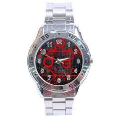 Tech - Red Stainless Steel Analogue Watch