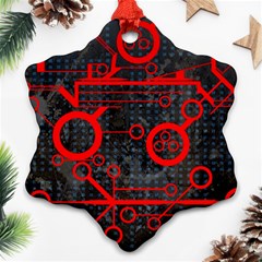 Tech - Red Snowflake Ornament (two Sides)