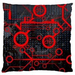 Tech - Red Large Cushion Case (two Sides) by ExtraAwesomeSauce