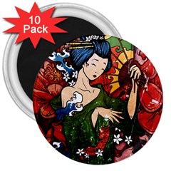 Geisha Geisha 3  Magnets (10 Pack)  by ExtraGoodSauce