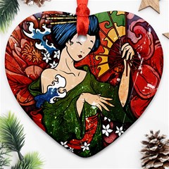 Geisha Geisha Heart Ornament (two Sides) by ExtraAwesomeSauce