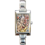 White Tiger Rectangle Italian Charm Watch Front