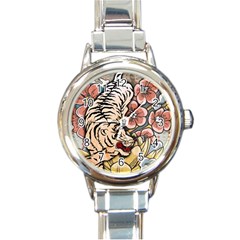 White Tiger Round Italian Charm Watch by ExtraAwesomeSauce