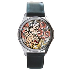 White Tiger Round Metal Watch by ExtraGoodSauce