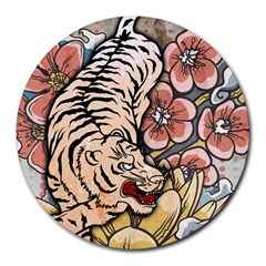 White Tiger Round Mousepads by ExtraAwesomeSauce