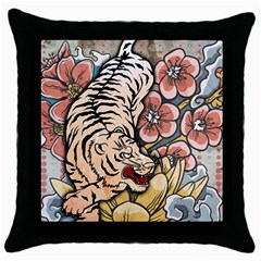 White Tiger Throw Pillow Case (black) by ExtraGoodSauce