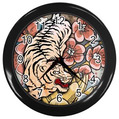 White Tiger Wall Clock (black) by ExtraGoodSauce