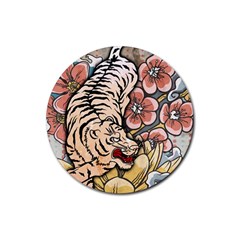 White Tiger Rubber Round Coaster (4 Pack)  by ExtraGoodSauce