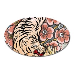 White Tiger Oval Magnet by ExtraGoodSauce