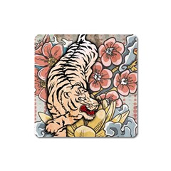 White Tiger Square Magnet by ExtraGoodSauce