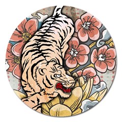 White Tiger Magnet 5  (round) by ExtraGoodSauce