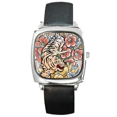 White Tiger Square Metal Watch by ExtraGoodSauce