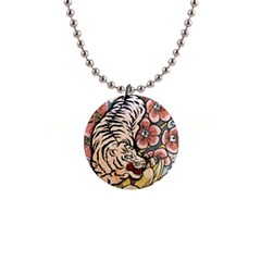 White Tiger 1  Button Necklace by ExtraGoodSauce