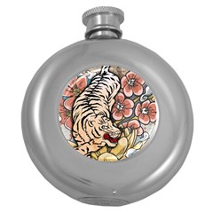 White Tiger Round Hip Flask (5 Oz) by ExtraGoodSauce