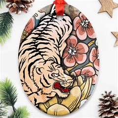 White Tiger Oval Ornament (two Sides) by ExtraGoodSauce