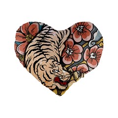 White Tiger Standard 16  Premium Heart Shape Cushions by ExtraAwesomeSauce