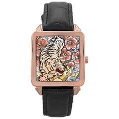 White Tiger Rose Gold Leather Watch  by ExtraGoodSauce