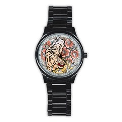 White Tiger Stainless Steel Round Watch by ExtraGoodSauce