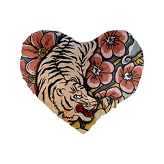 White Tiger Standard 16  Premium Flano Heart Shape Cushions by ExtraAwesomeSauce