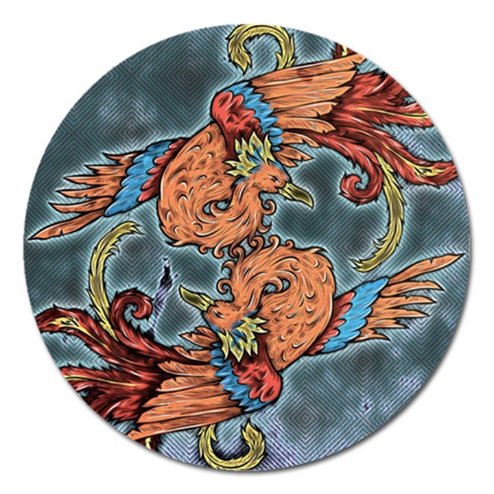 Chinese Phoenix Magnet 5  (Round)