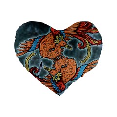 Chinese Phoenix Standard 16  Premium Heart Shape Cushions by ExtraGoodSauce