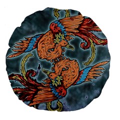 Chinese Phoenix Large 18  Premium Flano Round Cushions by ExtraGoodSauce