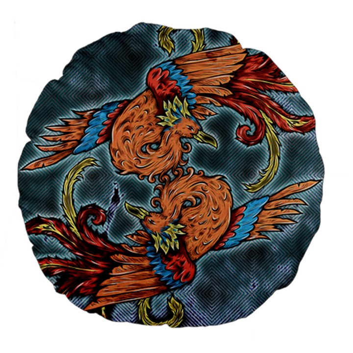 Chinese Phoenix Large 18  Premium Flano Round Cushions