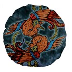 Chinese Phoenix Large 18  Premium Flano Round Cushions Back