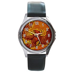 Phoenix Rising Round Metal Watch by ExtraGoodSauce