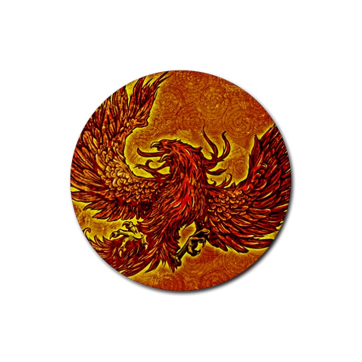 Phoenix Rising Rubber Round Coaster (4 pack) 