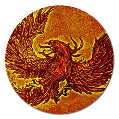 Phoenix Rising Magnet 5  (round) by ExtraAwesomeSauce