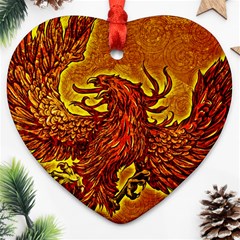 Phoenix Rising Heart Ornament (two Sides) by ExtraAwesomeSauce