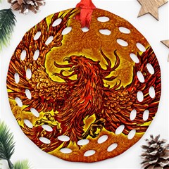 Phoenix Rising Ornament (round Filigree) by ExtraAwesomeSauce