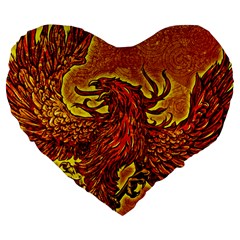 Phoenix Rising Large 19  Premium Flano Heart Shape Cushions by ExtraGoodSauce