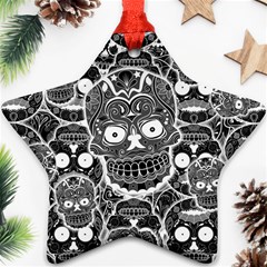 Sugar Skulls Bw Ornament (star) by ExtraGoodSauce