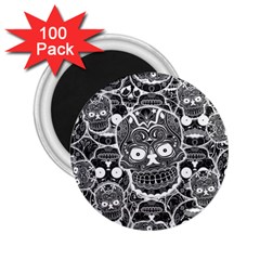 Sugar Skulls Bw 2 25  Magnets (100 Pack)  by ExtraGoodSauce