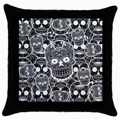 Sugar Skulls Bw Throw Pillow Case (black) by ExtraGoodSauce