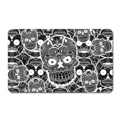 Sugar Skulls Bw Magnet (rectangular) by ExtraGoodSauce