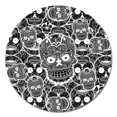 Sugar Skulls Bw Magnet 5  (round) by ExtraGoodSauce